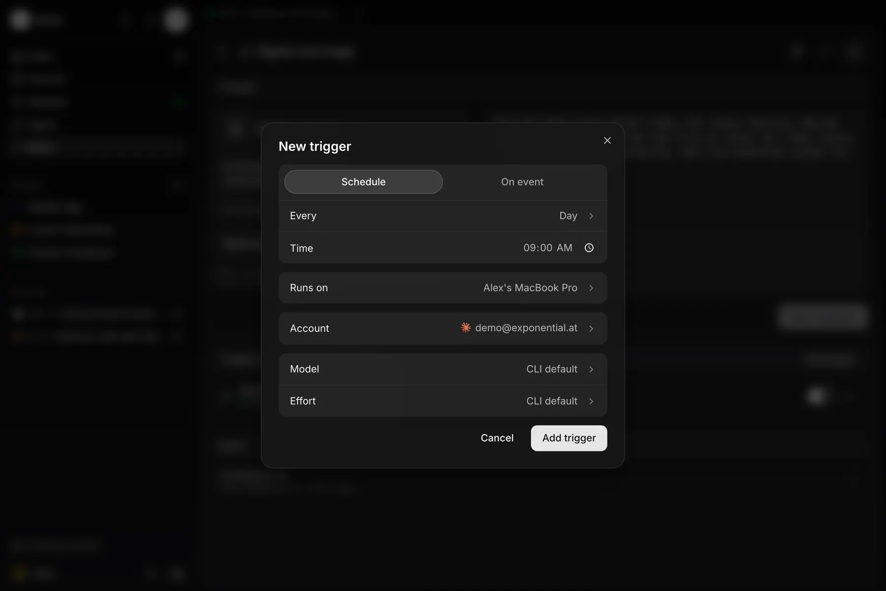 Trigger editor